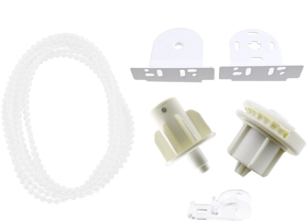 Omgoods- Rolgordijnbevestigingen Vervangingsset - Beugels - Koppelingsbeugel - Witte Ketting - Bevestigingen - Geschikt voor 38mm buizen - Rolgordijnaccessoires