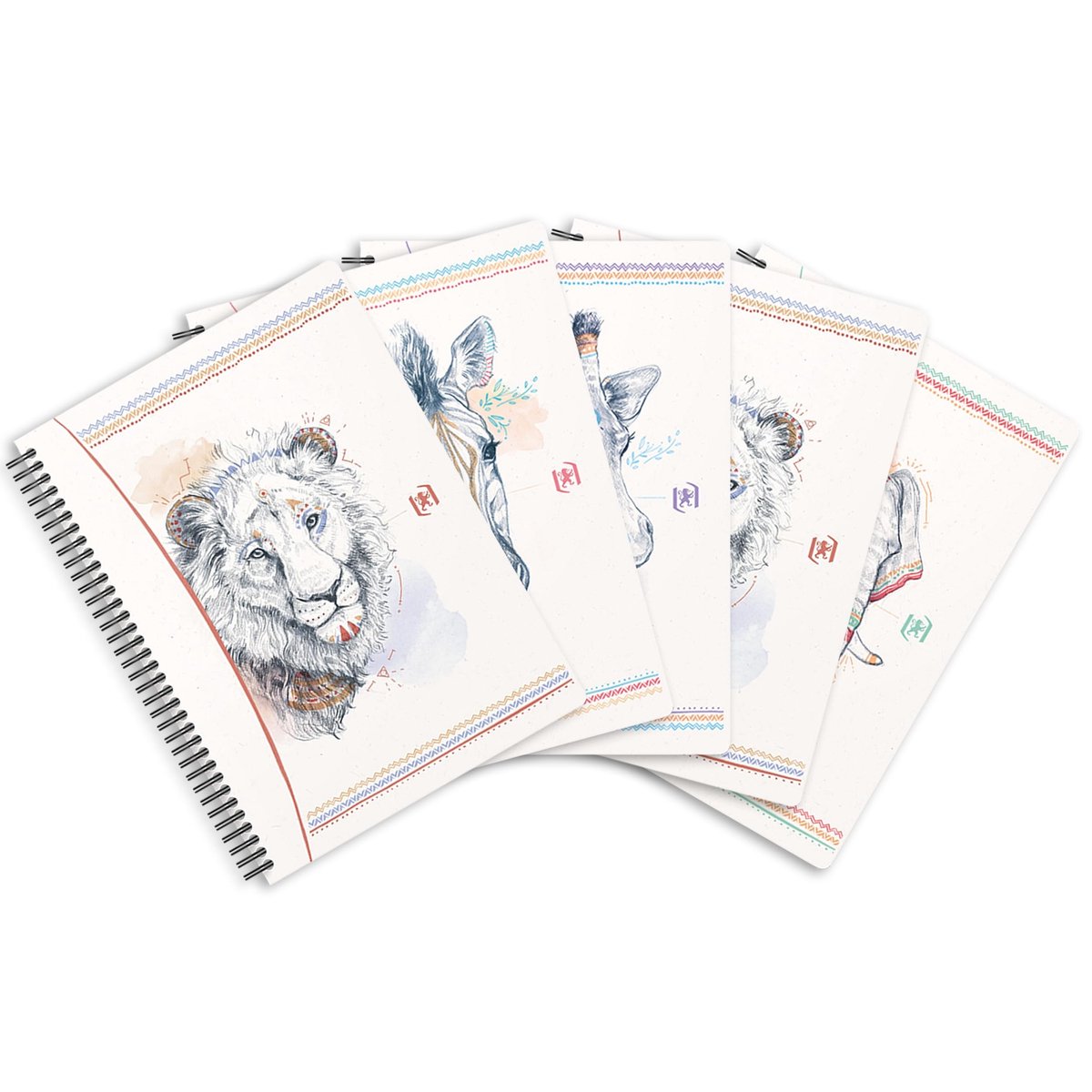 Omgoods - Bohemian Spiral Bound Notitieboek B5 - 5-Pack met Hardcover