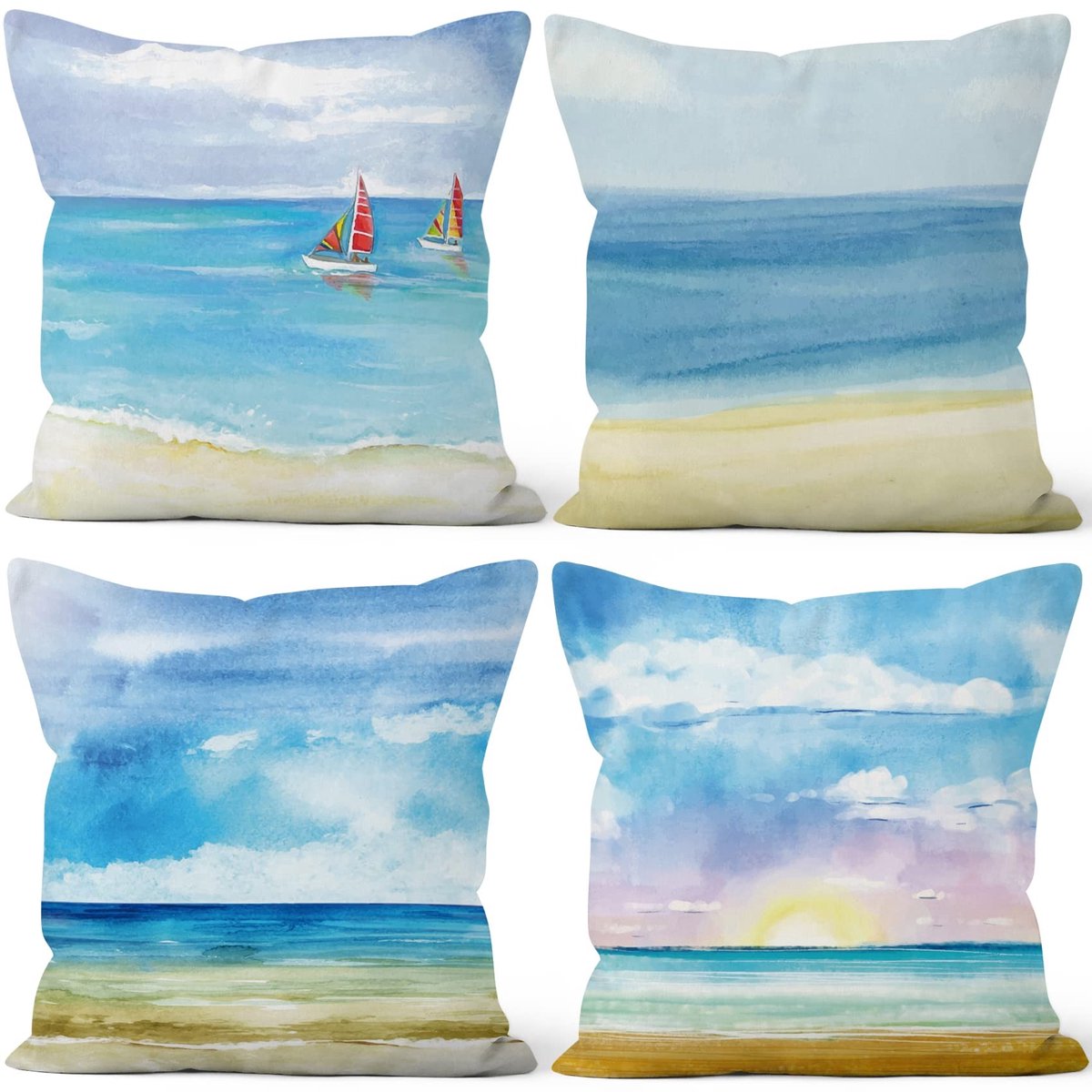 Omgoods - Set van 4 Strand Kussenhoezen 45x45cm Zacht Pluche