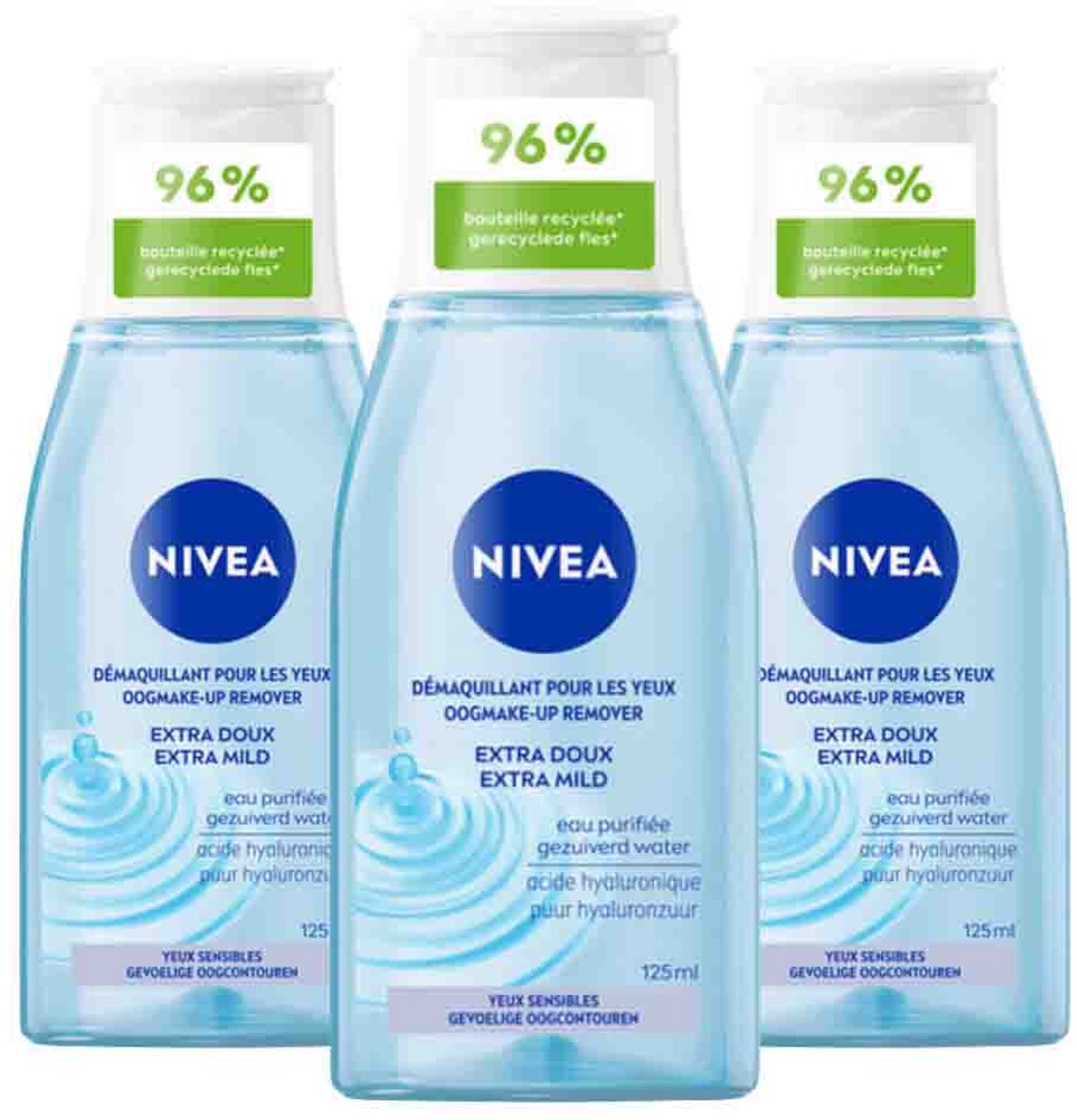 NIVEA - Oogmake-upremover Extra Milde - 3 x 125 ml - Voordeelverpakking