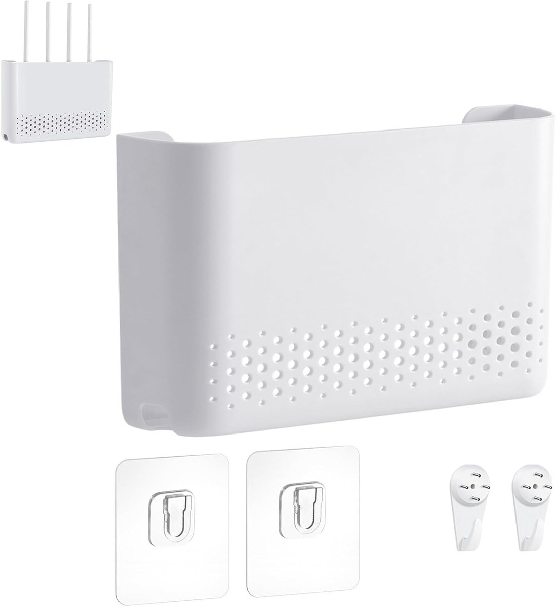 SnelShoppen - Router Box, WiFi Router Opbergdoos, 30 x 22 x 6.5 cm, Wandbevestiging, TV Kabel Organizer, Wandorganizer voor Kabels, Wanddecoratie voor