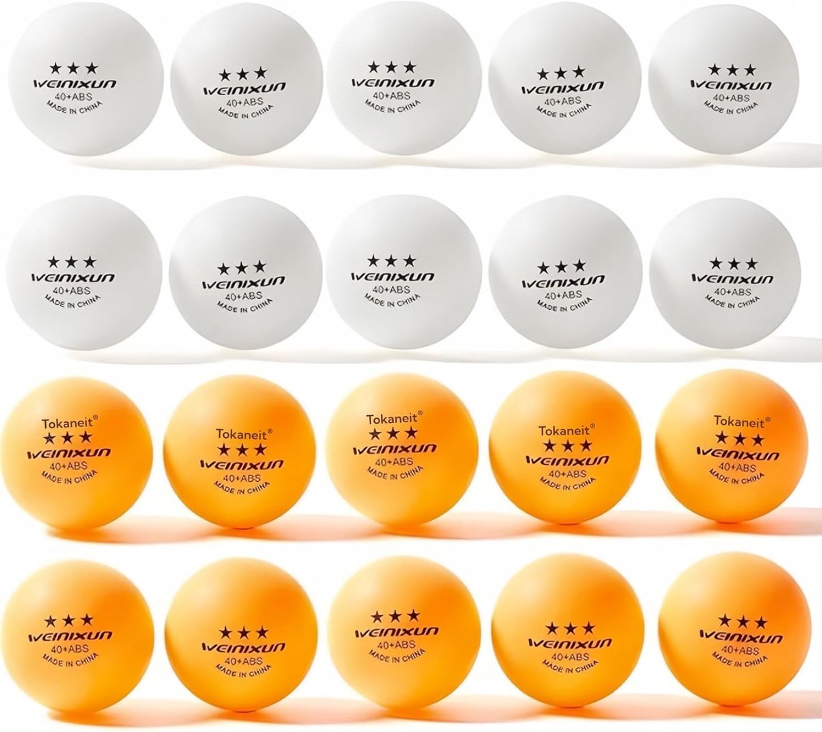 Tokaneit 20 table tennis balls, poly 40+ quality, mixed colours, training ball, high-quality ABS, extremely robust for - ShopVlot