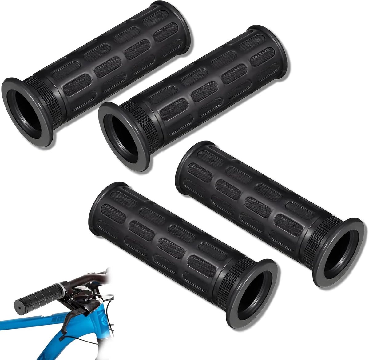 SnelShoppen - 4 Stuks Tuinwagentjes Handgrepen, Binnen Diameter 30mm, Rubber Handvatten, Antislip Fietshandgrepen voor Fiets, Rolstoel, Motor, Zwart