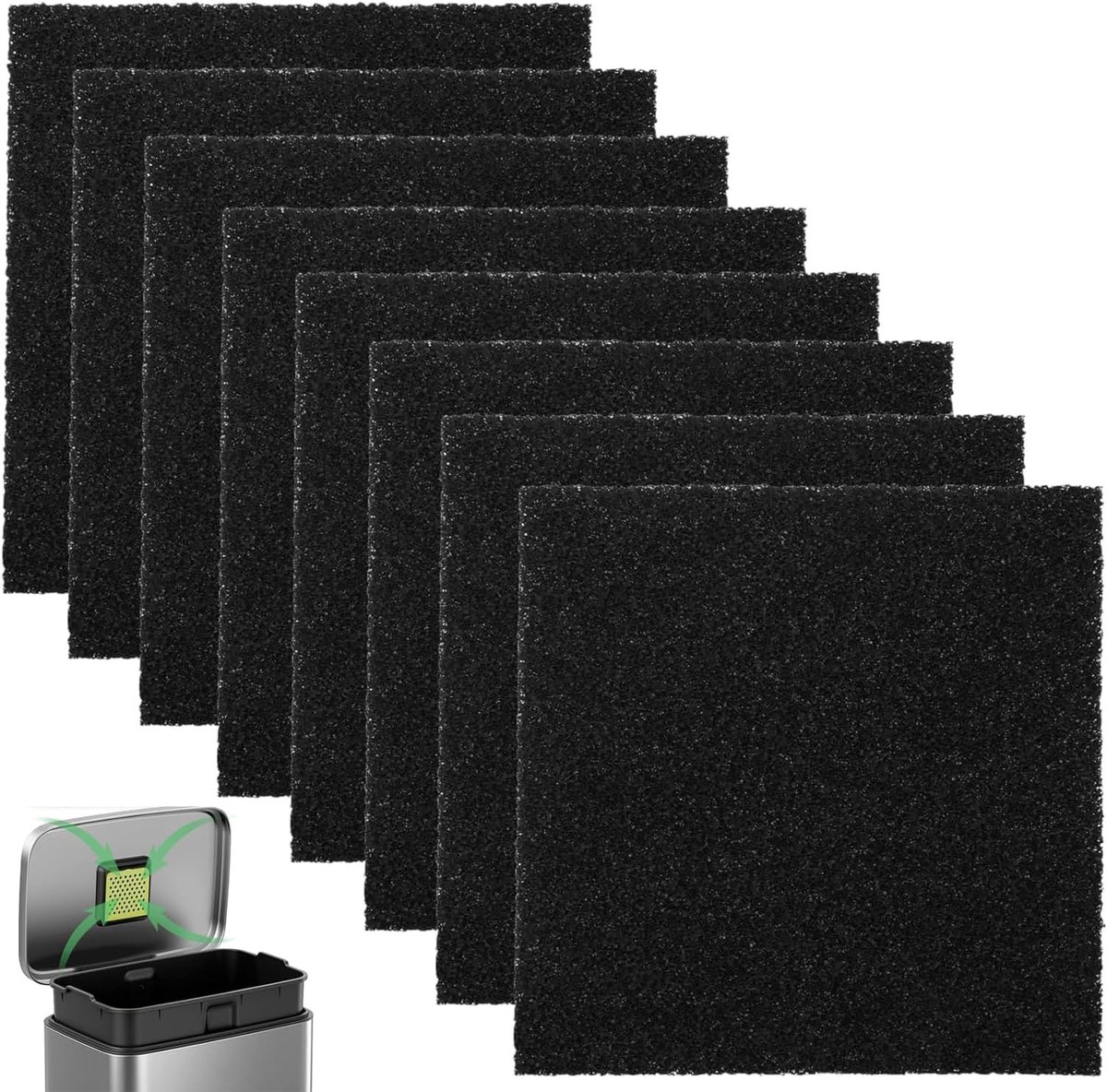 SnelShoppen - Pack van 8 Geactiveerde Koolstoffilters, Geurfilter voor Compostemmer, Actieve Koolstoffilter voor Keukenafval, Verbeter Binnenluchtkwal