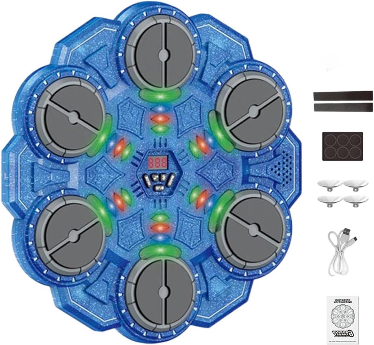 Bokstrainer Muziek - Interactieve Trainer - Thuis Sporten - Dynamisch Ritme Leren - 34 x 33.5 cm - Donkerblauw