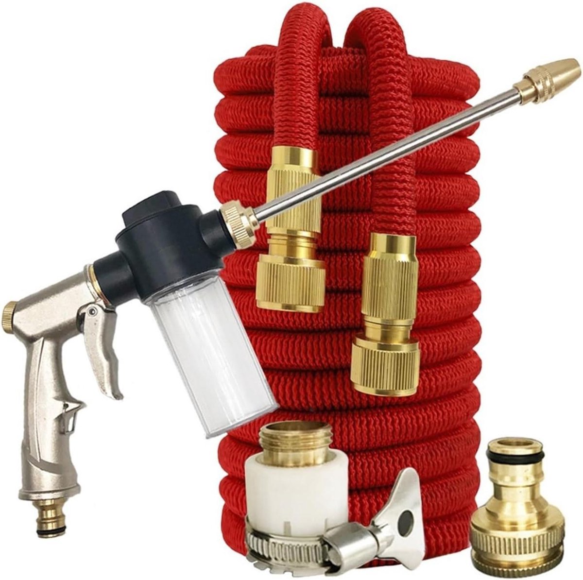 Tuinslang Uitrekbaar - Flexibele Slang Auto Was - Tuin Besproeien - Scheur- en Vorstbestendig - 5 Meter - Rood