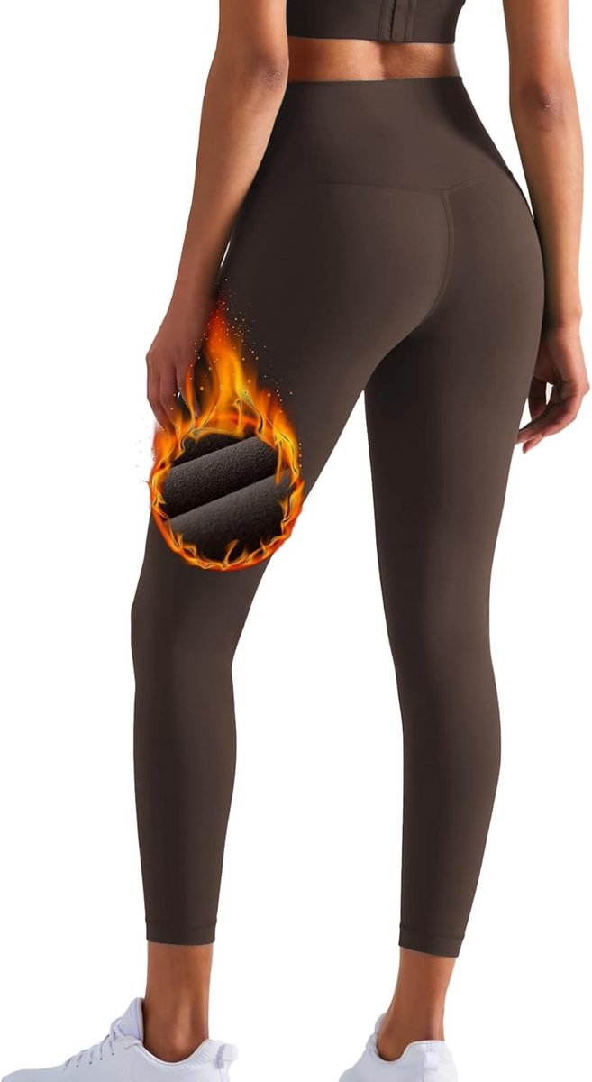 Thermische Leggings voor Dames - Lange, Warme Sportleggingen voor Buiten, Yoga en Hardlopen met Versterkte Zitting