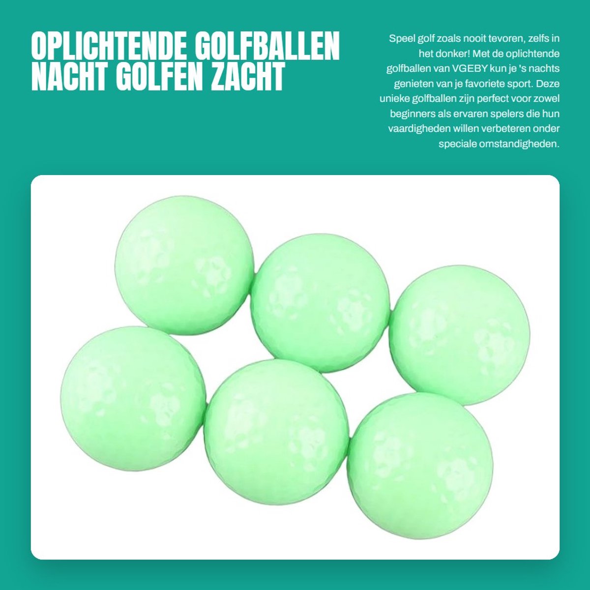 Dailygoods- Golfballen 6 Stuks - Oplichtende Golfballen - Nacht Golfballen - Fluorescerende Oefenballen - Zacht en Duurzaam - Eenvoudig te Heropladen - Lichtgevende Golfballen