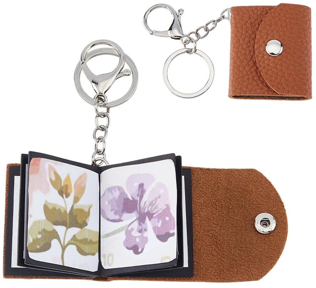 Dailygoods- Fotoalbum Mini - Sleutelhanger - Imitatieleer - Zelfklevend - Gepersonaliseerd - Zadelbruin - 1 Stuk 139 mm