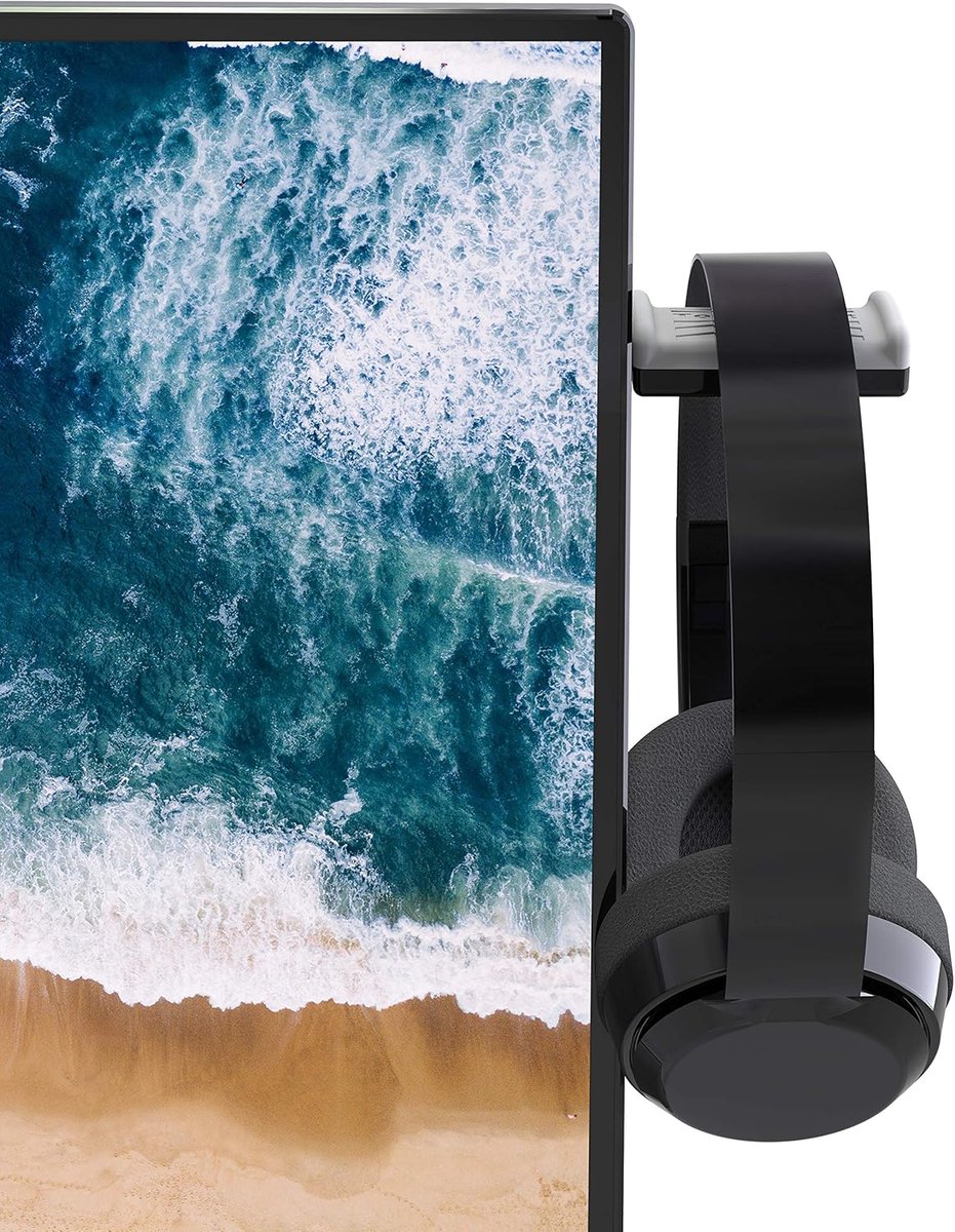 Thijox - Universele Koptelefoonhouder, Headset Standaard voor Over-Ear en On-Ear Hoofdtelefoons, Bevestiging zonder Schroeven, Zwart/Grijs