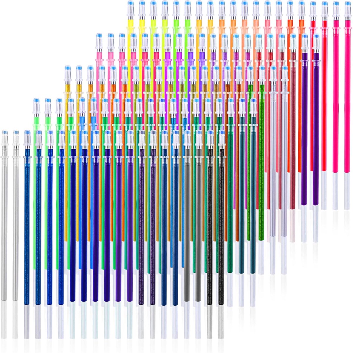 SnelShoppen - 100 Glitter Gel Pen Vullingen - Kleurvolle Gelpen Navullingen voor Tekeningen, Schrijven, Highlighten - Glitter Pastel Kleuren, 0.8mm -