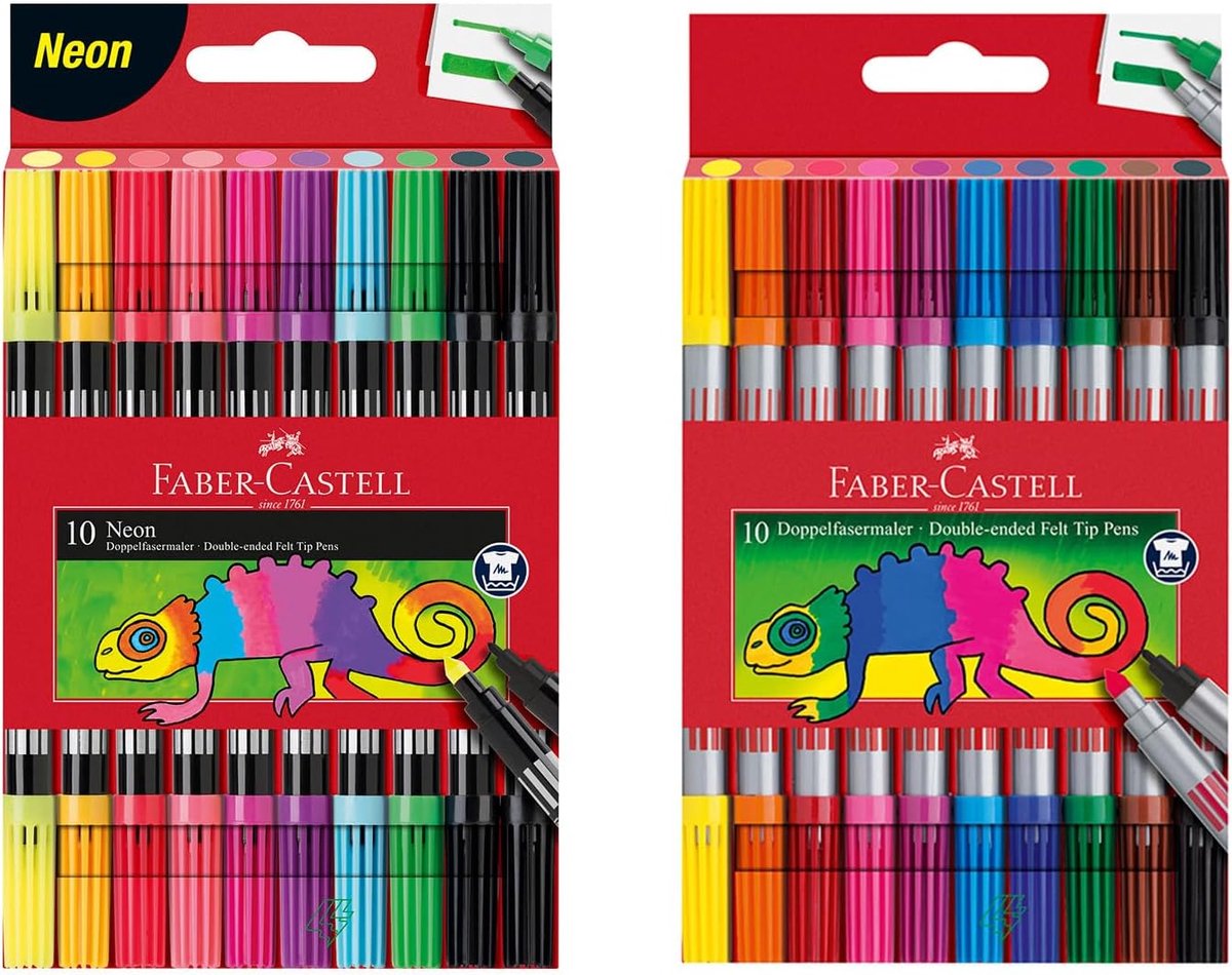 Thijox - Viltstiften Set 20-delig met Neon en Standaardkleuren, Dubbele Viltstiften voor Creatief Tekenen, Kinderen en Volwassenen, Perfect voor Schoo