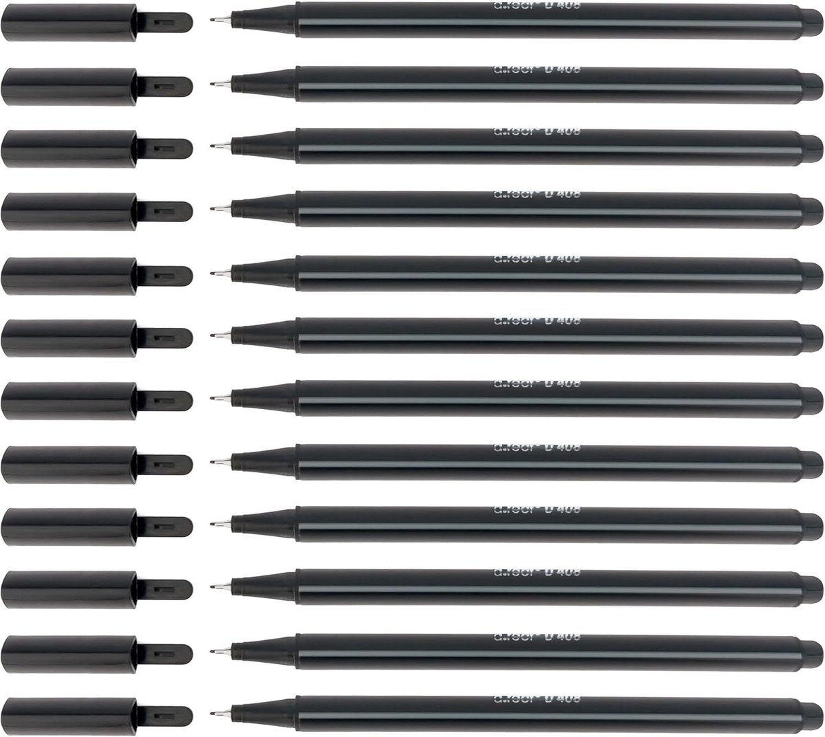 Thijox - Finelinerset 12 Stuks - Viltstiften voor Schrijven, Tekenen en Markeren - Superfijne Lijnstift met Lijndikte 0,4 mm - Zwart - Perfect voor Sc