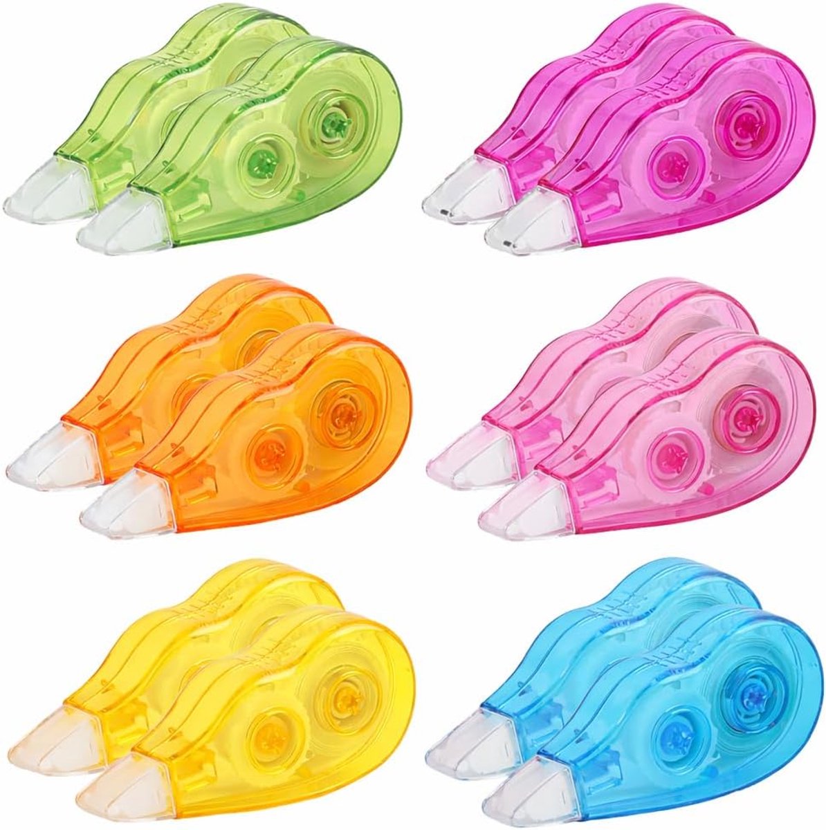 Thijox - 12 Stuks Correctieroller - Correctietape voor School en Kantoor - Compacte en Kleurrijke Correctietape voor Studenten, Kinderen en Kantoorwer