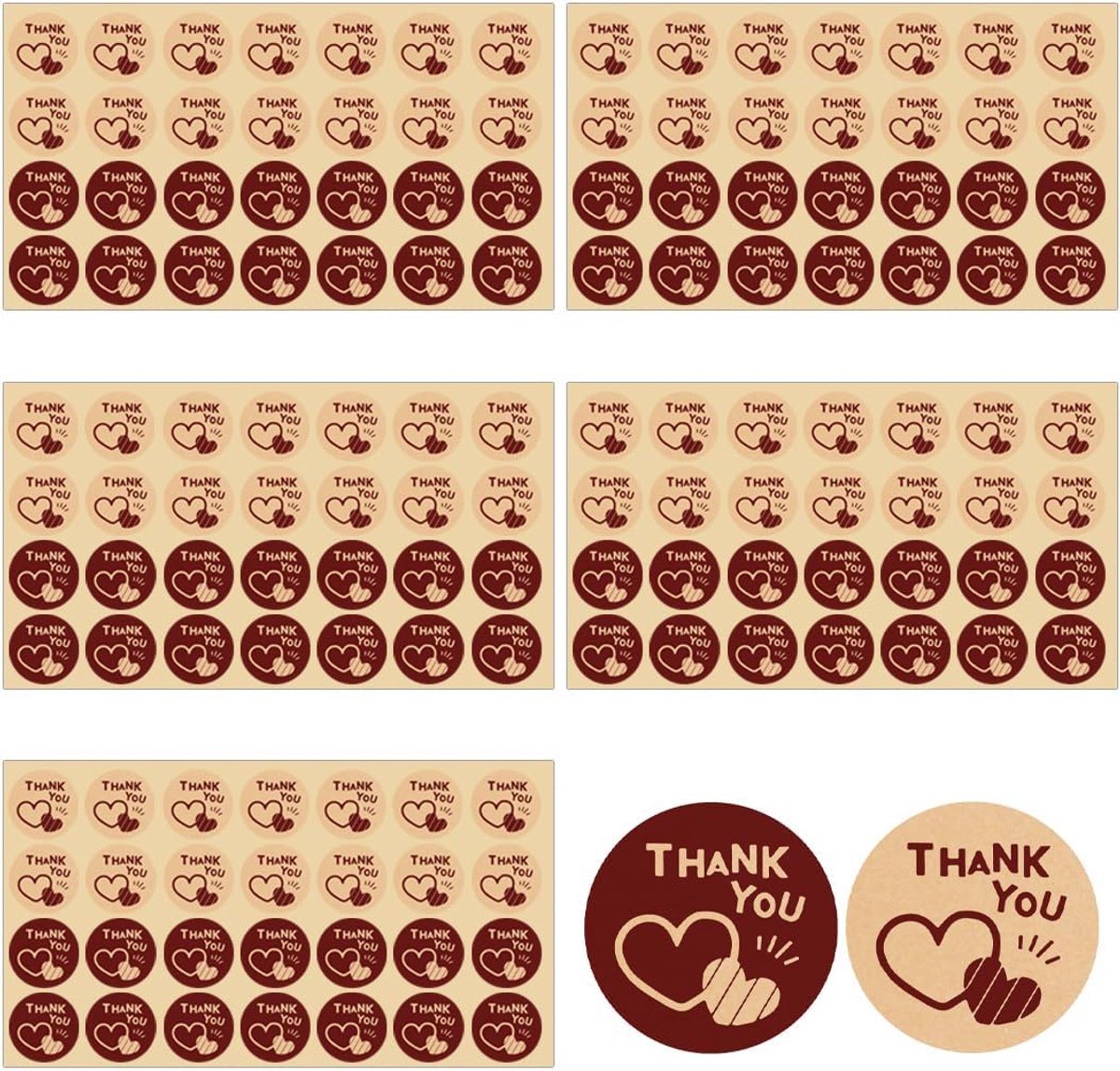 Thijox - 112 Stuks Bedank-Stickers, Thank You-Stickers, Bedankjes Voor Cadeauzakjes, Enveloppen, Verpakking, 3,5 cm Rond, Hoge Kwaliteit, Koperpapier,