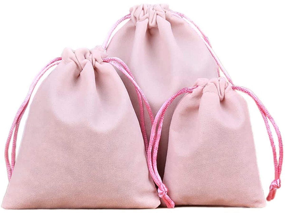 Inovra- Sieradenzakjes 12 stuks - Fluwelen Geschenkzakjes - Trekkoord Opbergtas - 17 x 23 cm - 21 Patronen - Perfect voor Cadeaus
