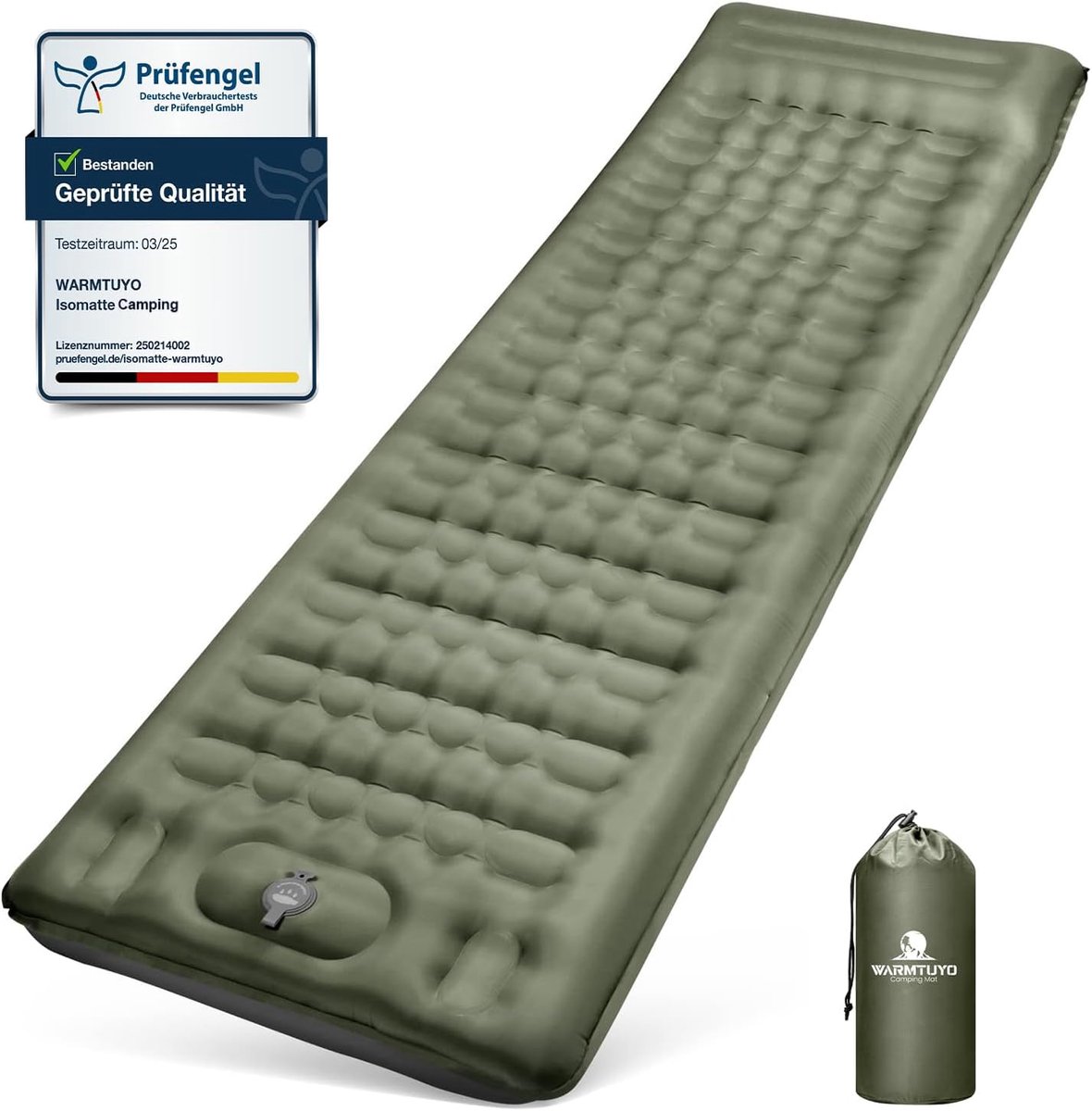 SnelShoppen - Ultralichte Campingmat met Voetpomp en Kussen, 12 cm Dikte, Ergonomisch Ontwerp, Opvouwbaar, Ideaal voor Hiken, Kamperen en Picknicken
