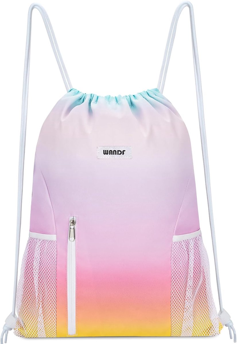 SnelShoppen - Waterafstotende Trekkoordtas, Sport- en Gymtas met Mesh Zakken, Verstelbaar Trekkoord, Universele Rugzak voor Vrouwen, Mannen en Kindere
