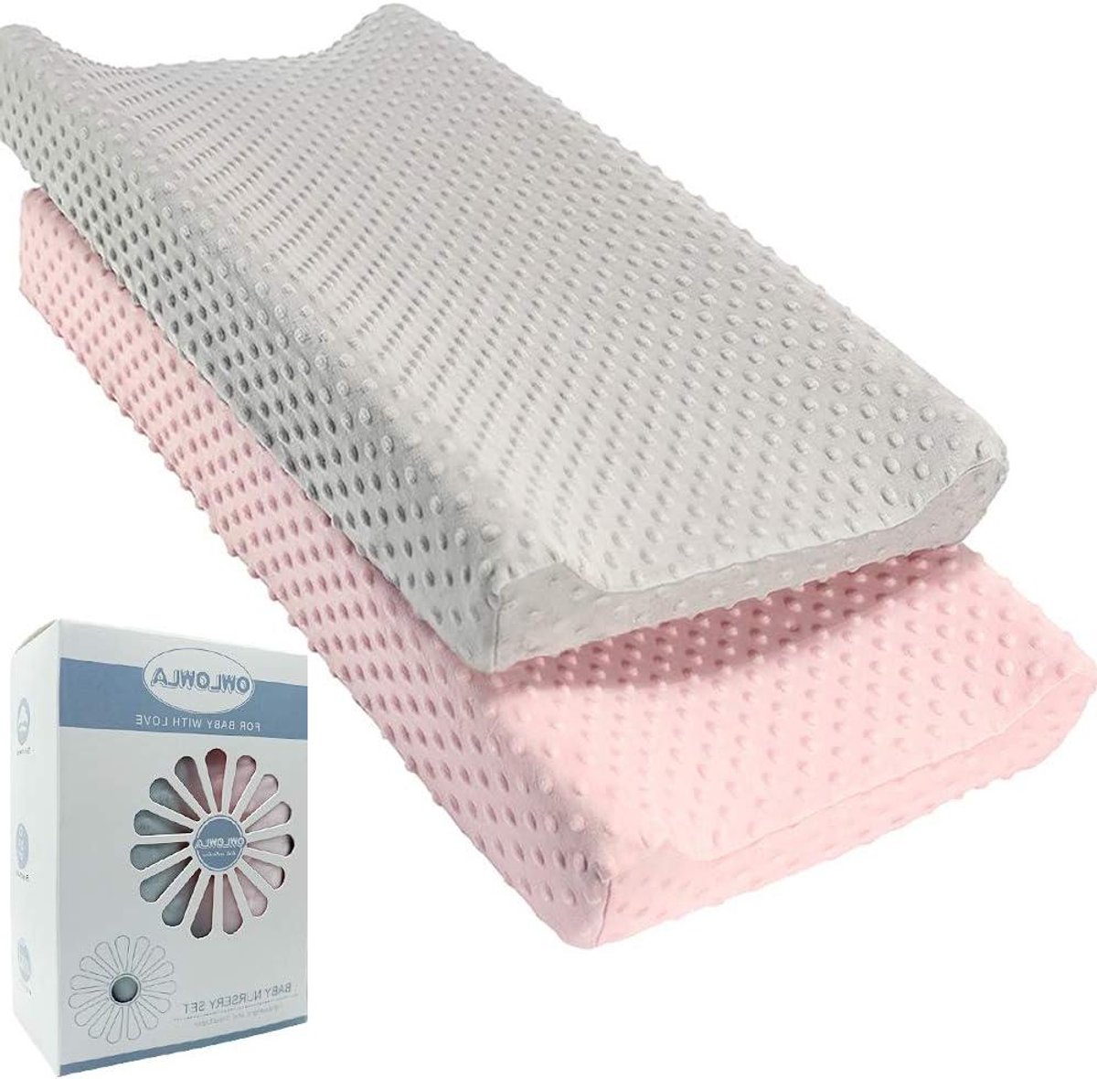 Aankleedkussenhoes - Verzorgingsmat Cover - Babyverzorging Thuis - Super Zachte Stof - Past Meeste Pads - Grijs Roze