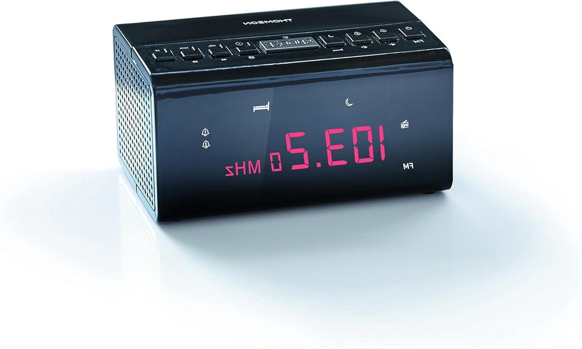 Radioalarm - Wekkerradio FM - Rustig Wakker Worden - Snooze Functie - 18.8 cm Hoog - Zwart