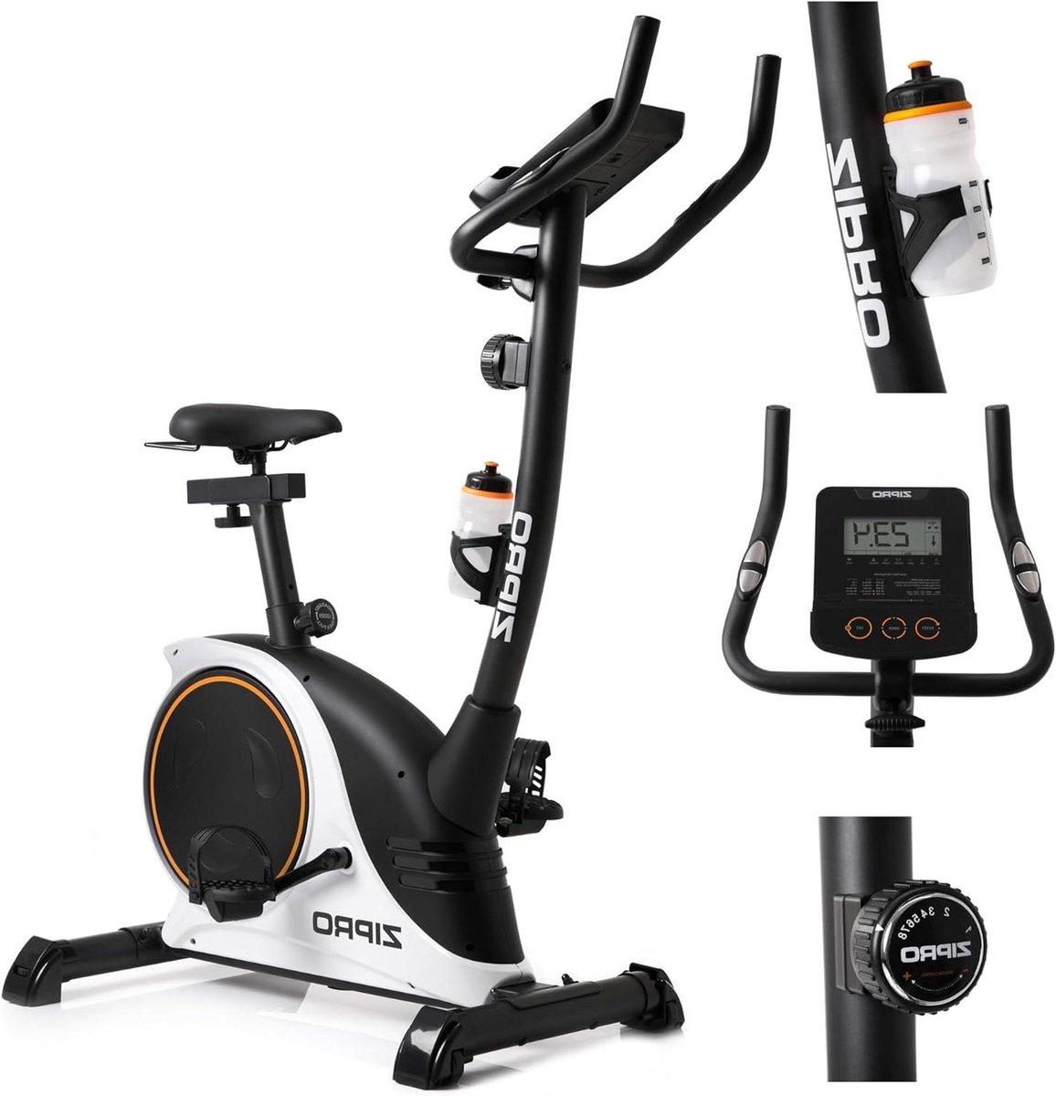 Magnetische fitnessfiets - Hometrainer Indoor - Thuisconditie Verbeteren - 8 Weerstandsniveaus - Tot 150 kg - Zwart