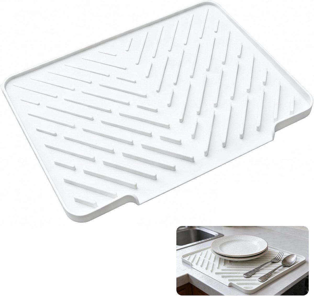 Thijox - Siliconen Afdruiprek 40x31 cm Zwart - Hittebestendige Afdruipmat met Antislip Ondergrond voor Gootstenen, Glazen en Pannen, Keuken Droogmat