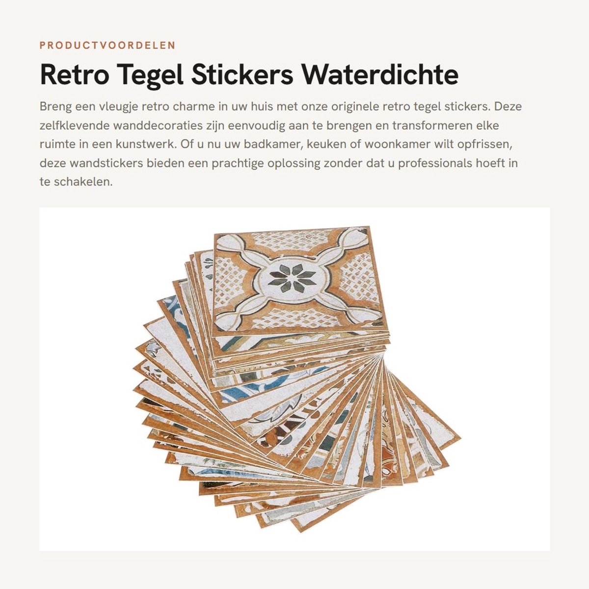Dailygoods- Tegelstickers Retro - Muurstickers 15x15 cm - Zelfklevend - Decoratieve Tegelstickers - 24 Stuks - PVC Materiaal - Muursticker
