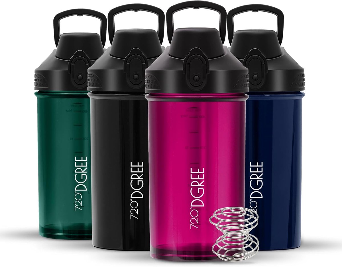 Thijox - 720°DGREE Ubershaker - Lekvrij, BPA-vrij, Eiwitshaker met Spiraalmixer voor Romige Shakes, Fitness, Gym, Eenvoudige Reiniging, Poedervak, 700