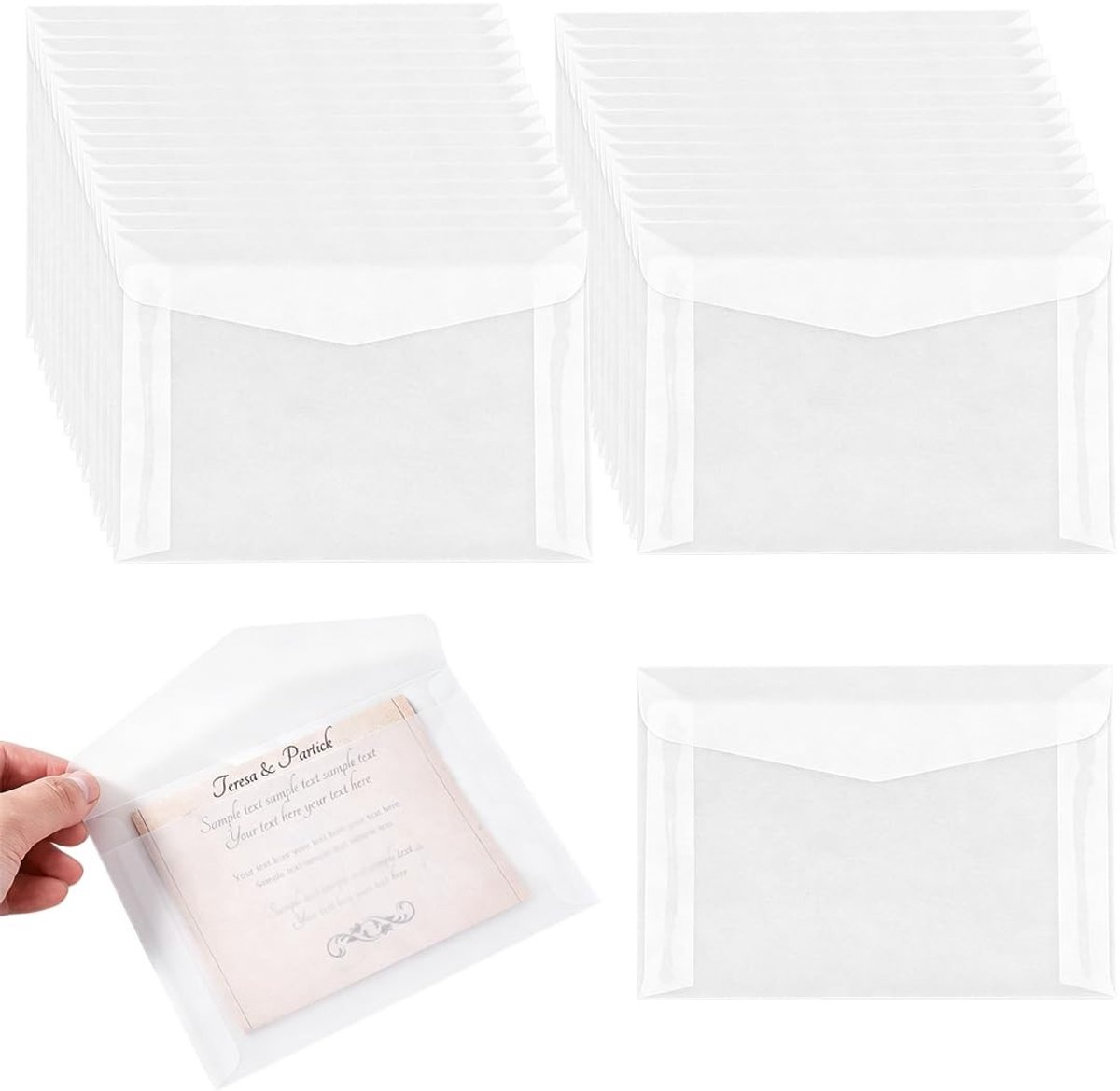 Dailygoods- Enveloppen Mini-formaat 10x7 cm - Transparante Enveloppen - Stevig Papier - Voor Uitnodigingen - Perfect voor Doe-het-zelfprojecten - Elegante Matte Uitstraling