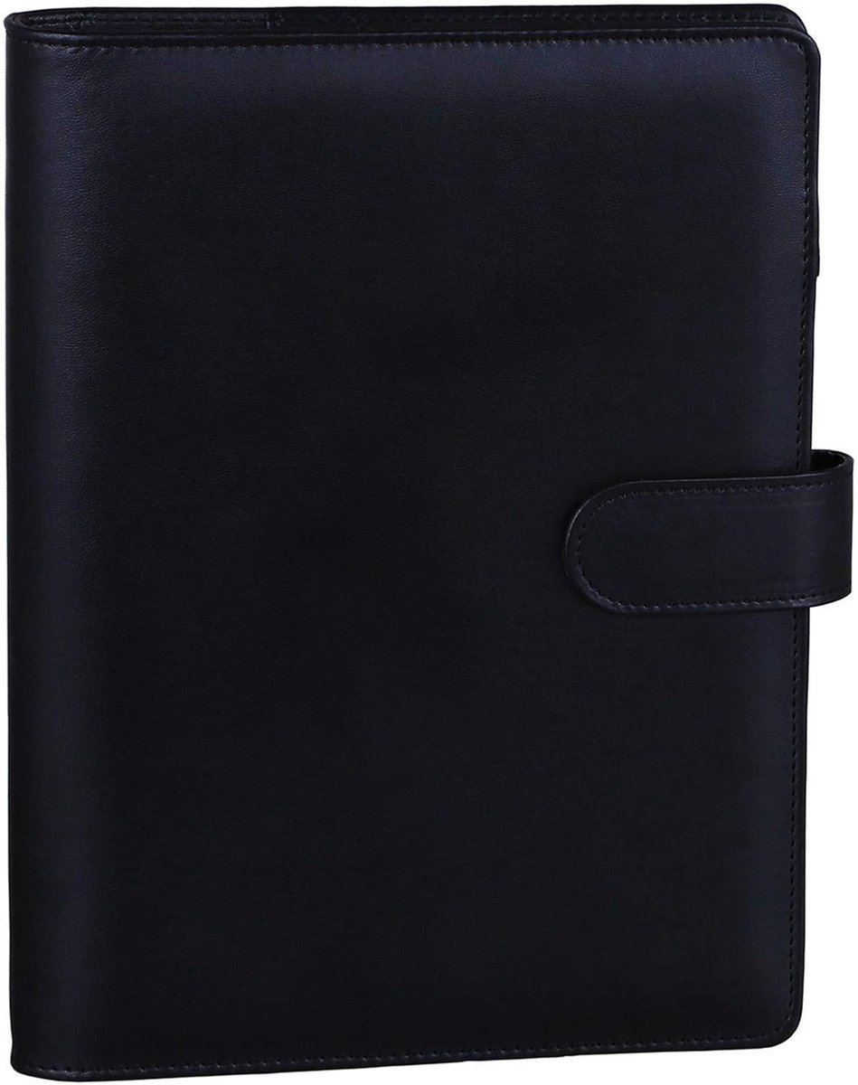 PU Leren Ringband A5 voor Navulbare Notitieboek Planner met Magneetsluiting - Zwart, Organiser, Notitieboek, Kantooraccessoires