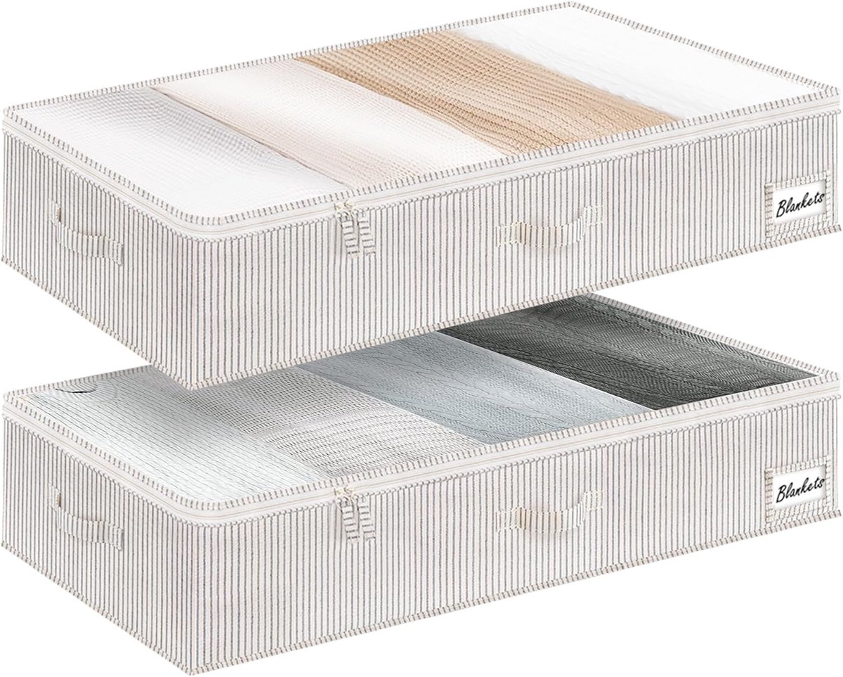 SnelShoppen - Opbergcontainers onderbed 15 cm hoog, opbergzakken met ritssluiting, opvouwbare kledingopbergzakken met doorzichtig venster, 2 stuks voo