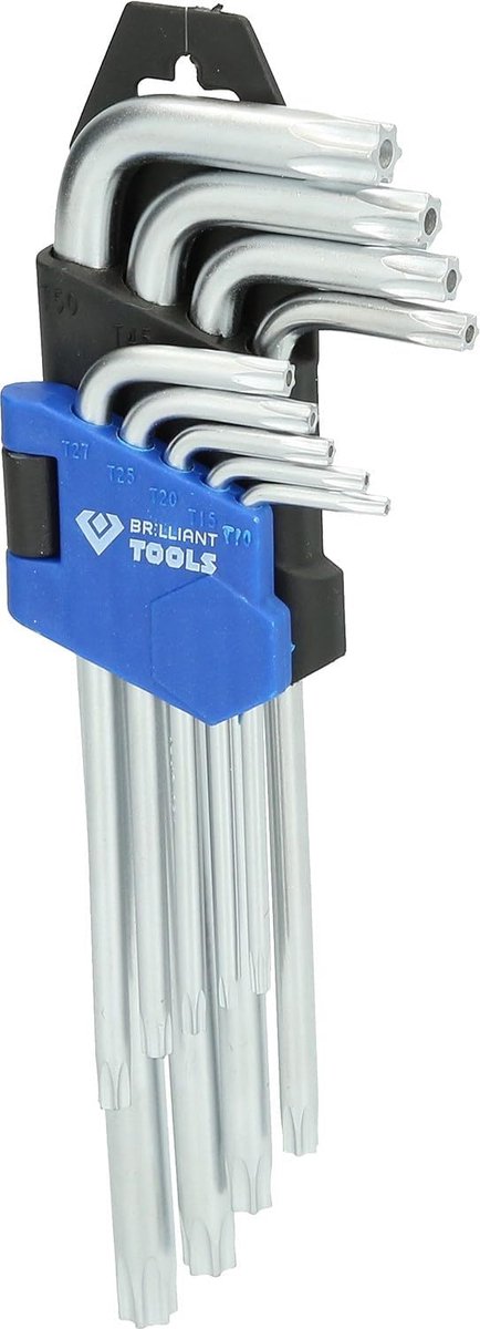 Thijox - 9-delige Haakse Stiftsleutelset voor Torx®-schroeven, Korte Inbussleutels, Chroom-Vanadiumstaal, Duurzaam en Handzaam, Ideaal voor Klussen en