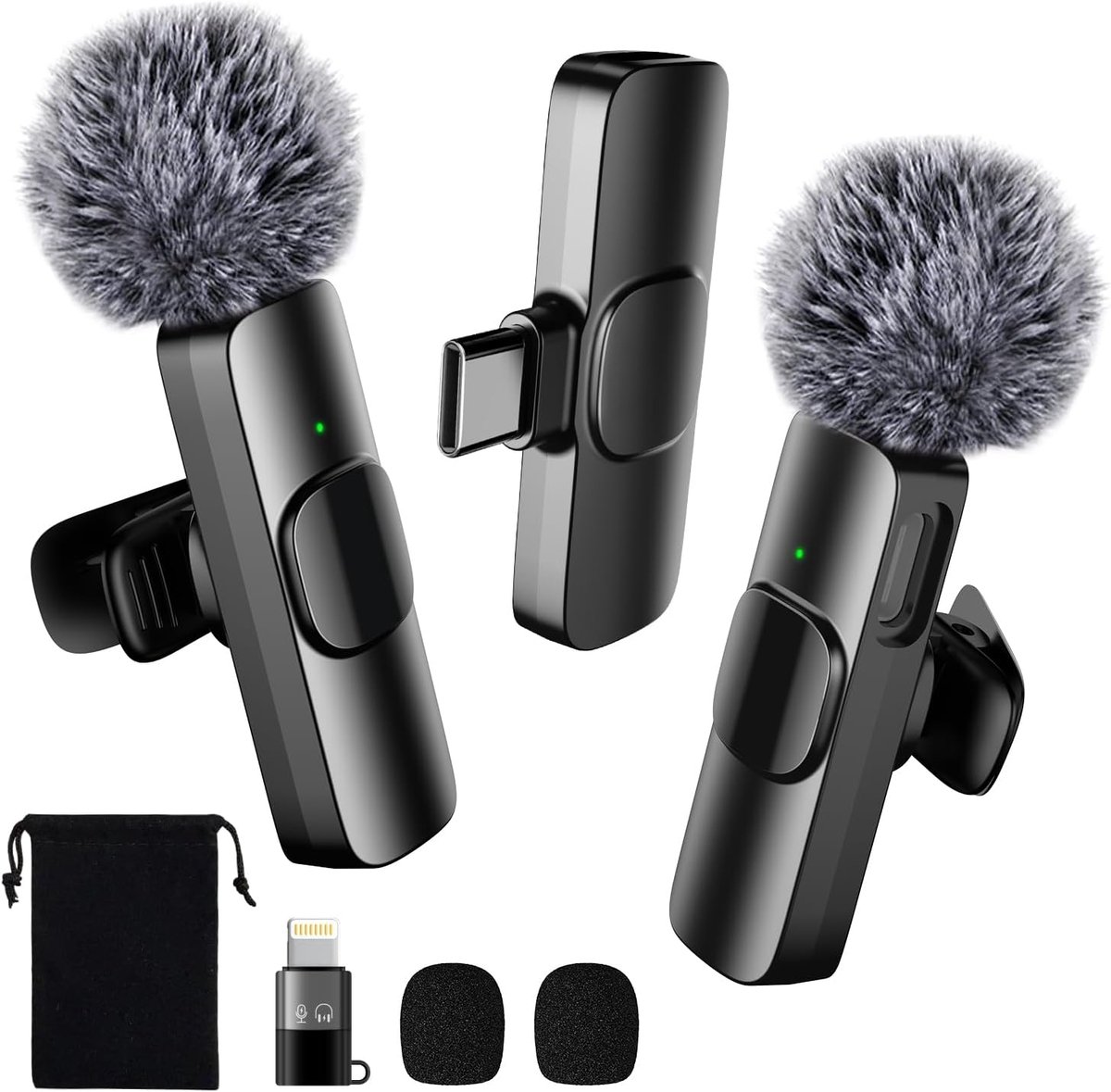 Thijox - Draadloze Lavalier-microfoon met Lightning-adapter en opbergtas - Mini-microfoon voor iPhone, iPad en Android - Ruisonderdrukking voor Video-
