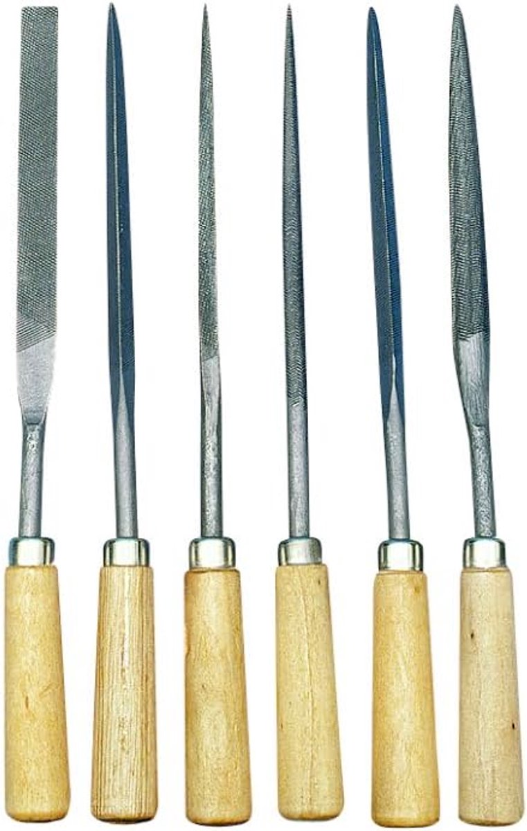 Thijox - 6-delige Vijlenset met Houten Handvat, Ideaal voor Spekstenen en Snijwerkzaamheden, Dubbelzijdige Vijlbladen, Praktische Herschietbare Tas