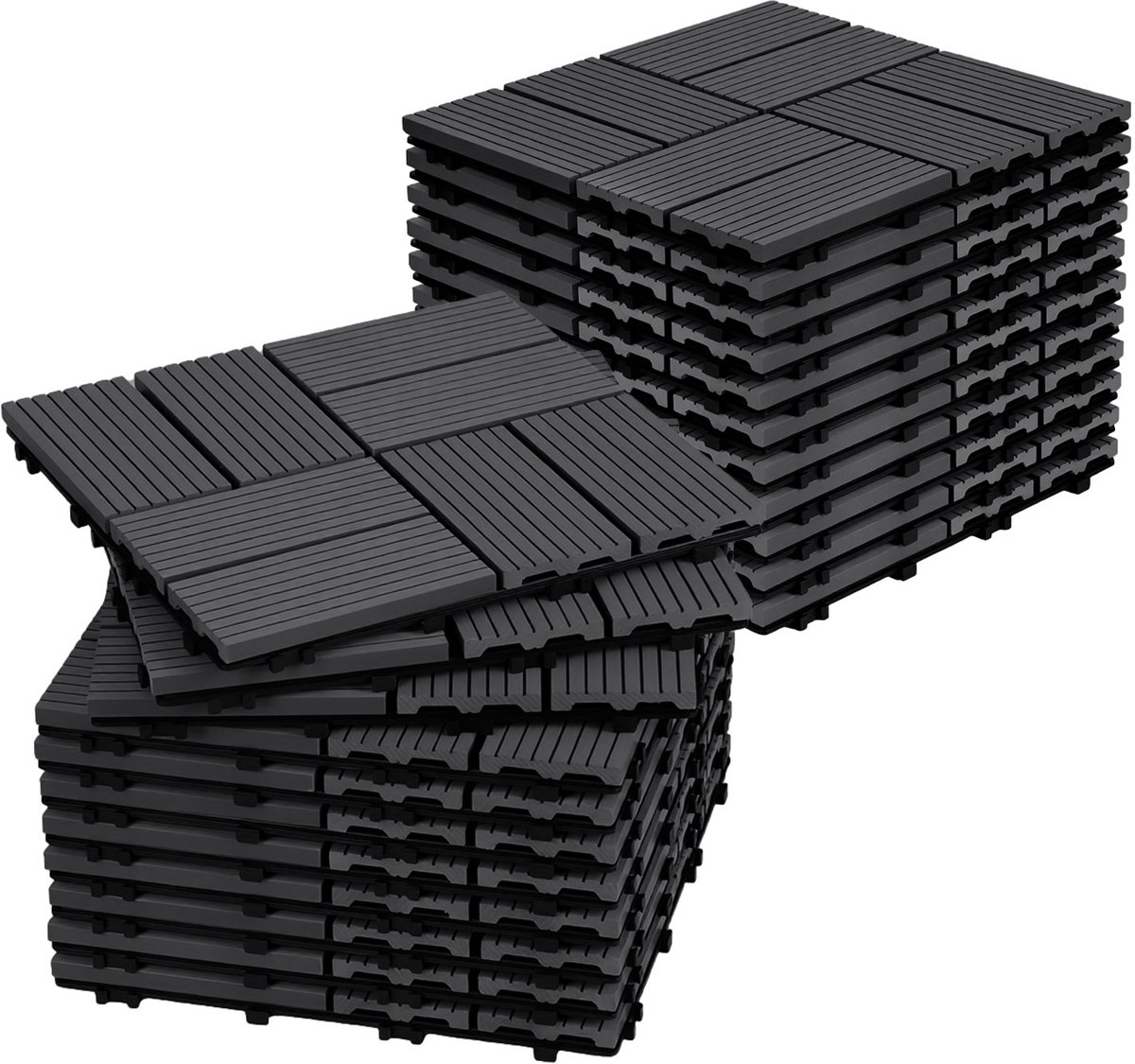 WPC Vlondertegels 30x30 cm - Antraciet - 55 stuks/5 m² - Waterbestendige Tuintegels