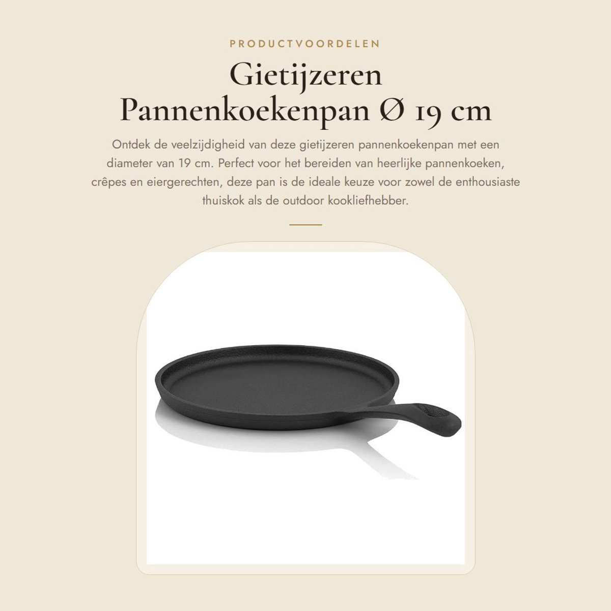 Dailygoods- Pannenkoekenpan Gietijzer - Ø 19 cm - Preseasoned - Outdoor Pannenkoeken - Grillpan - Ideaal voor Barbecue - Handleiding Inbegrepen - Koekenpan
