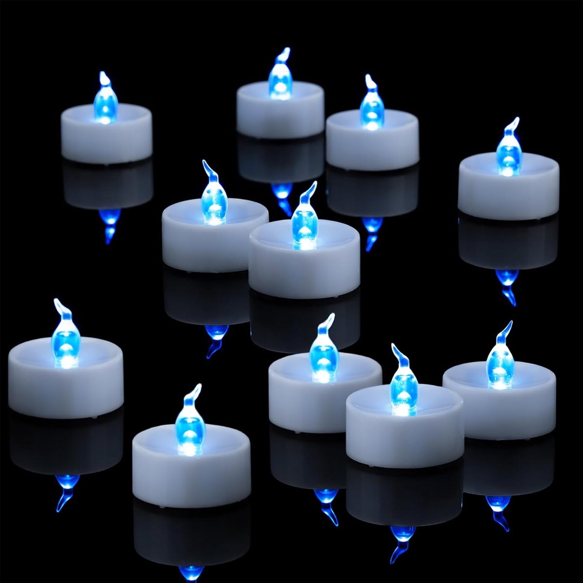 Led Theelichtjes - Nepkaarsen Vlamloos - Decoratie Creëren - Realistische Vlam - 24 Stuks - Blauw