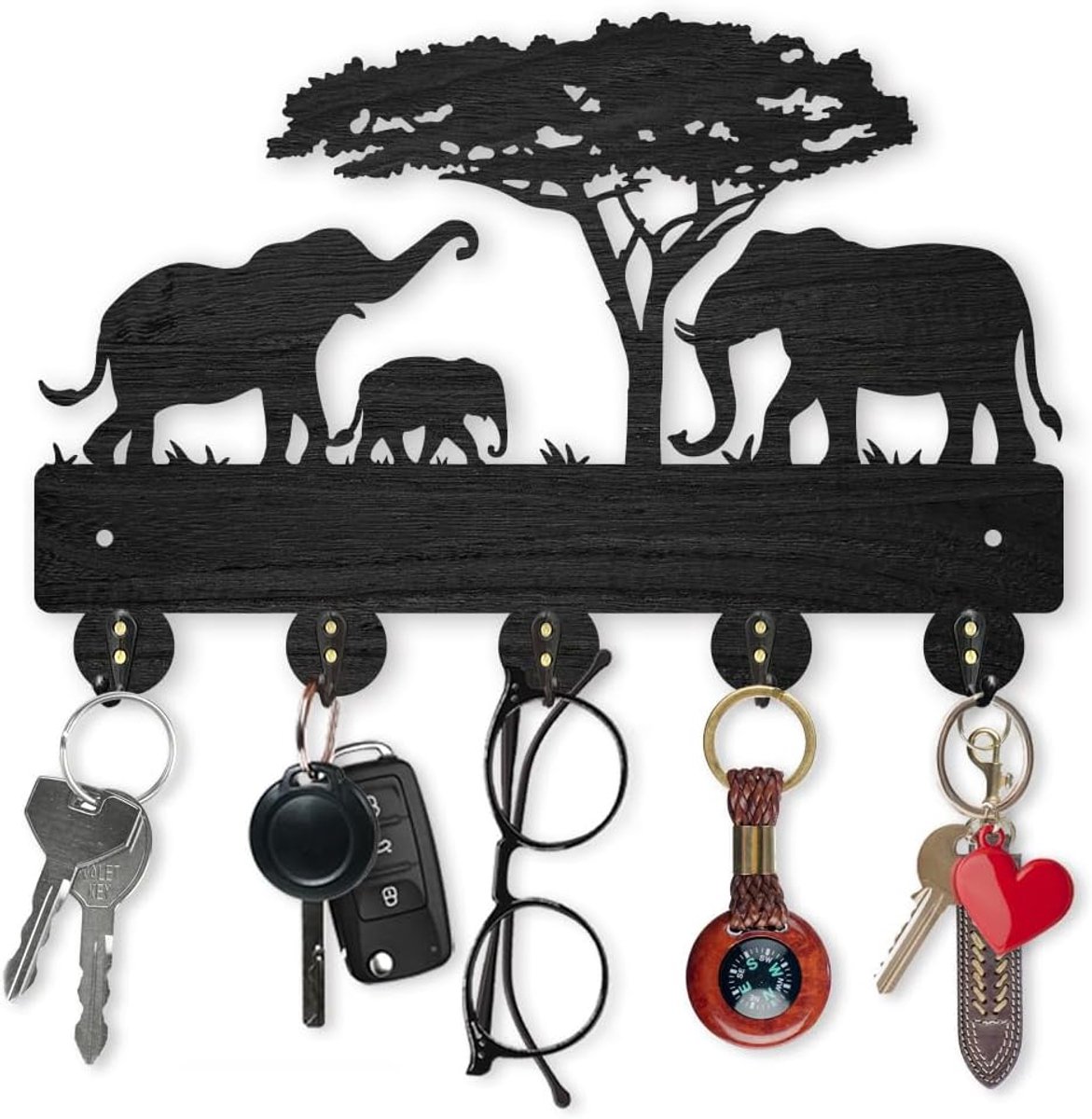 Dailygoods- Sleutelhouder Houten - Wandkapstok met 5 Haken - Decoratieve Sleutelhanger - Muurhanger - Huisdecoratie - DIY Stijlontwerp 30x20cm - Kapstok