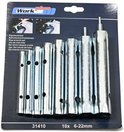 Werk Plus pijpsleutelset met 10 stuks, 6-22mm, op blisterkaart.