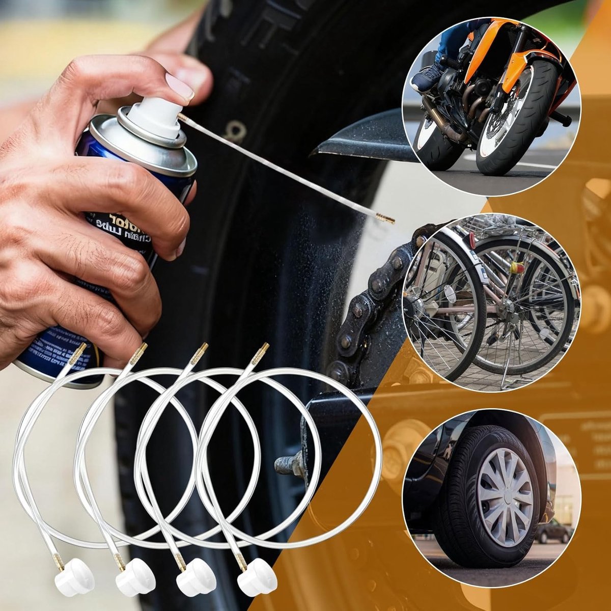 4-delige Flexibele Spray Huls Set met Verlengpijp en 360° Spraymond voor Tuin en Auto