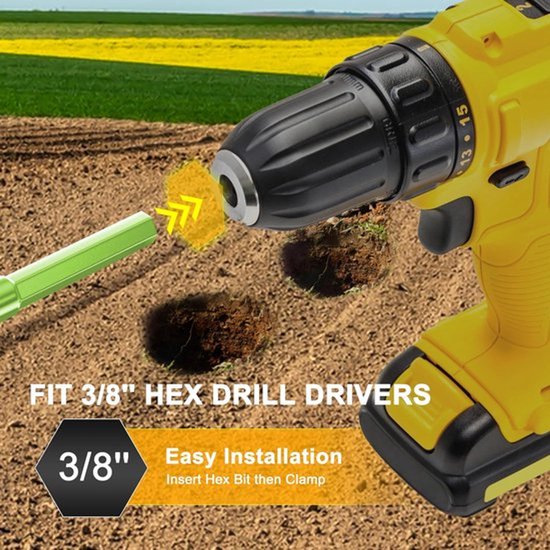 Grondboor van zwaar gelegeerd staal 10x40 cm – Universele tuin- en plantgatboor voor bloembollen, groenten en tuinonderhoud — afbeelding 2
