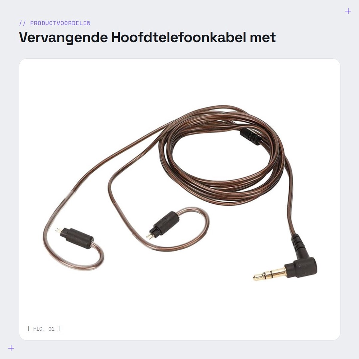 Dailygoods- Hoofdtelefoonkabel 120 Cm - Vervangingskabel met MIC - Compatibel met 2-pins 0,78 mm - Superieure prestaties - Hoge resolutie - OFC-koperdraadkern - Oortelefoonkabel