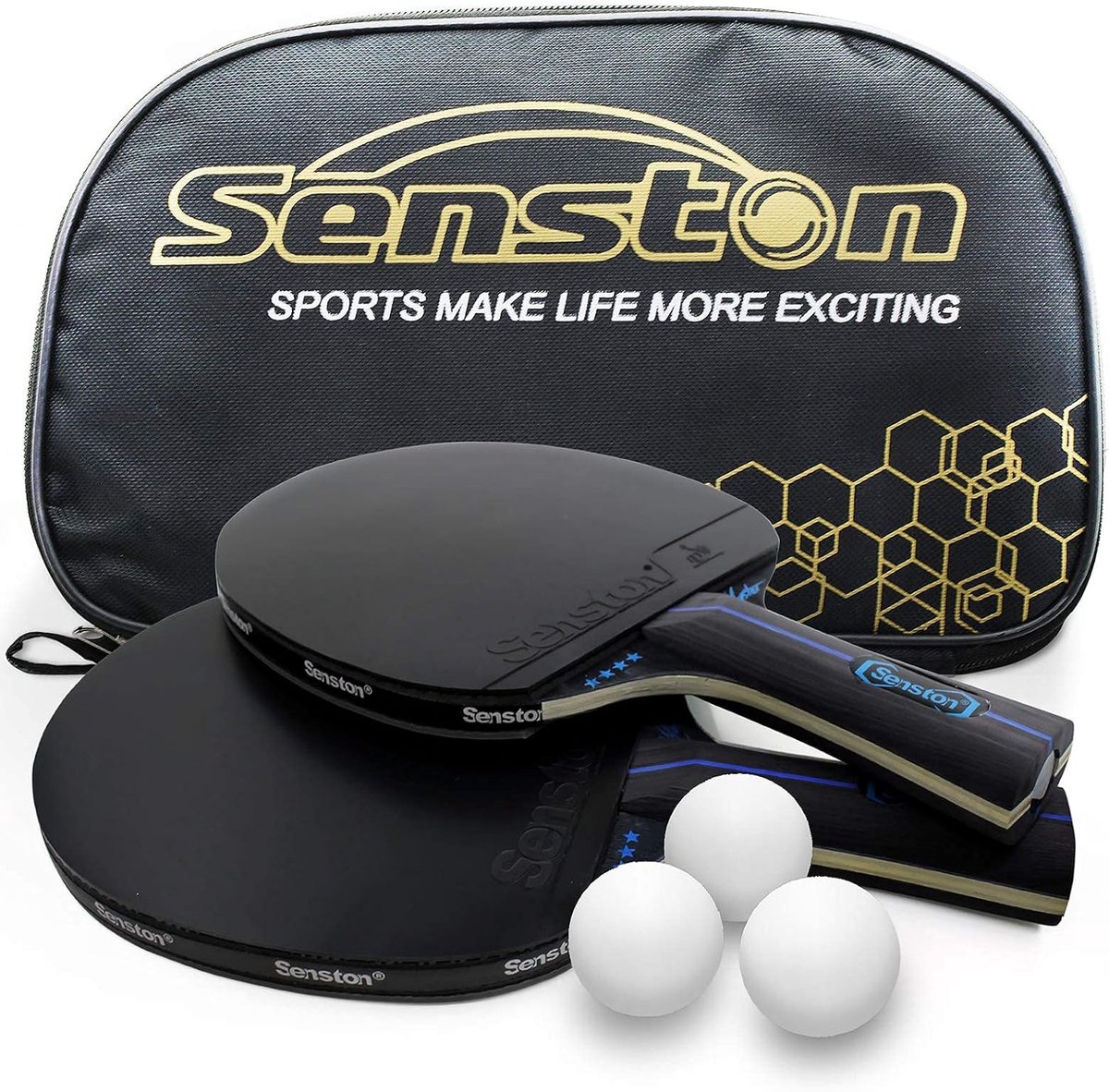 SnelShoppen - Tafeltennisrackets met Ballen Set - Pingpong Peddels voor Beginners en Gevorderden - Draagtas Inclusief - Perfect voor Binnen en Buiten
