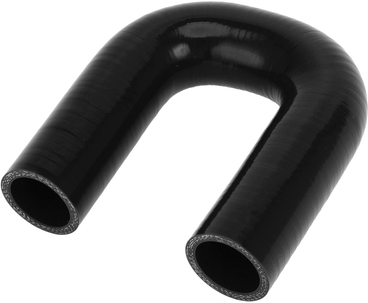 Dailygoods- Siliconen Slang - Zwart - Binnendiameter 32 mm - Lengte 120 mm - 180 Graden - Meerlaags Geweven Stof - Temperatuurbestendig tot 300 ℃ - Koelslang