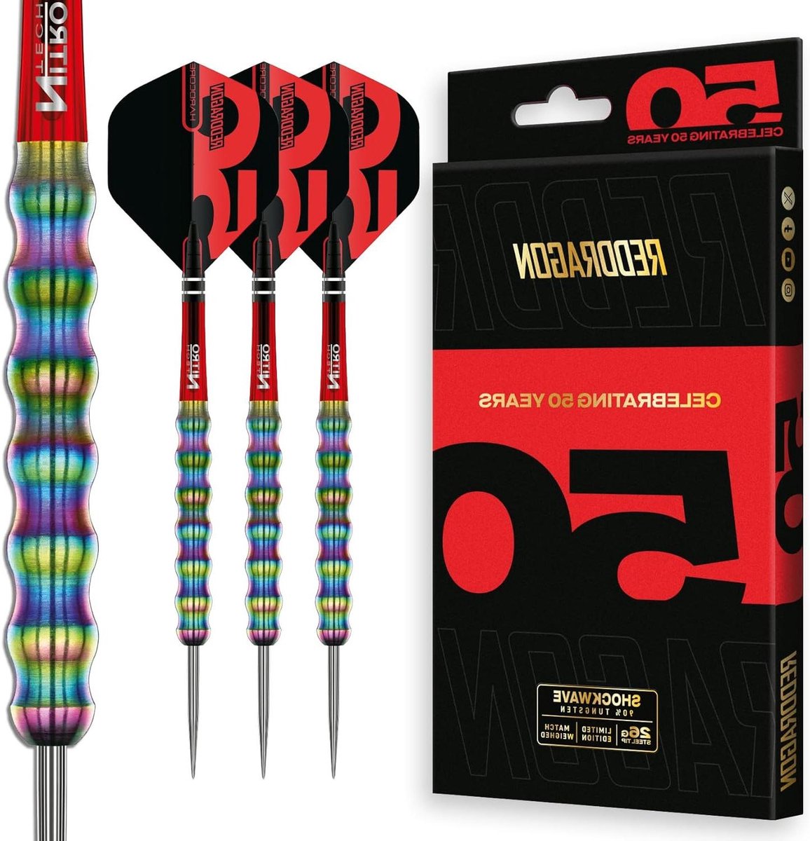 Professionele Dartset - Stalen Darts - Precisie Werpen - 90% Tungsten Materiaal - 26g - Multicolor