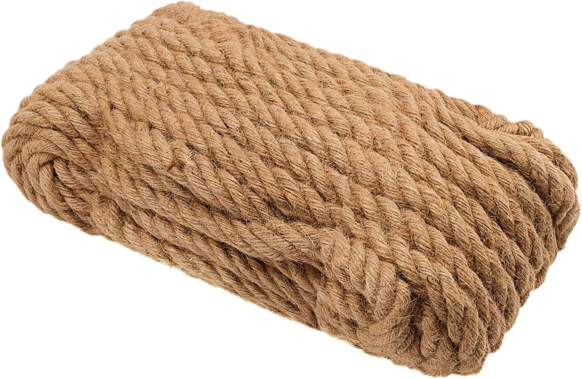 Dikke Jute Touw van 20mm x 25m voor Bundelen, Decoreren en Tuinieren - Sterk en Duurzaam