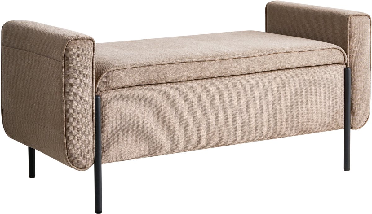 LEWES - Opbergbankje - Beige - Polyester