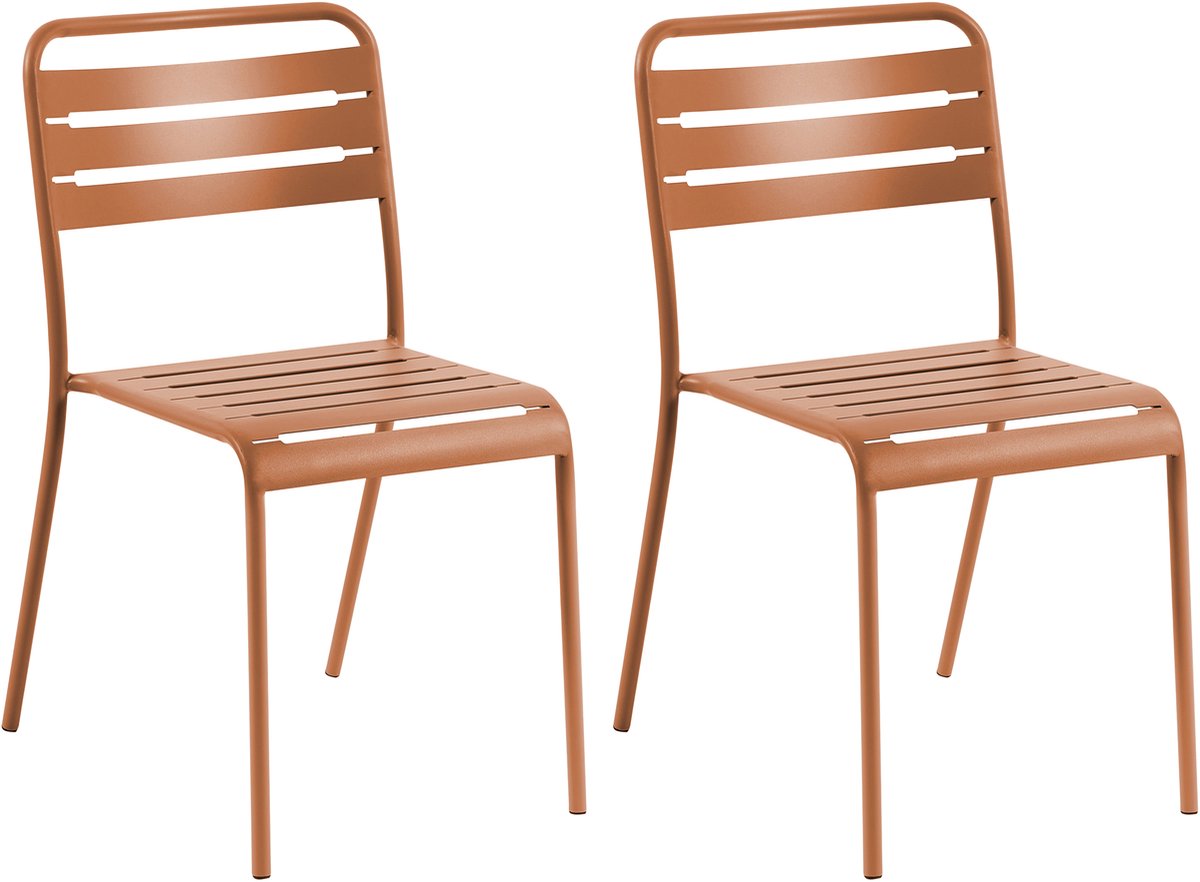 LEFKADA - Set van 2 tuinstoelen - Bruin - IJzer