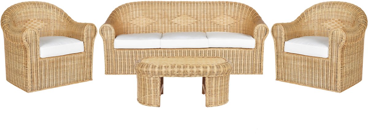 Beliani LIVADEIA - Loungeset 5-zits - Natuurlijk - Rotan