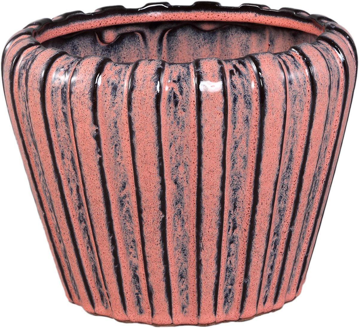 PTMD Mirei Pink Ceramic Pot Vertical Ribbed Round M
